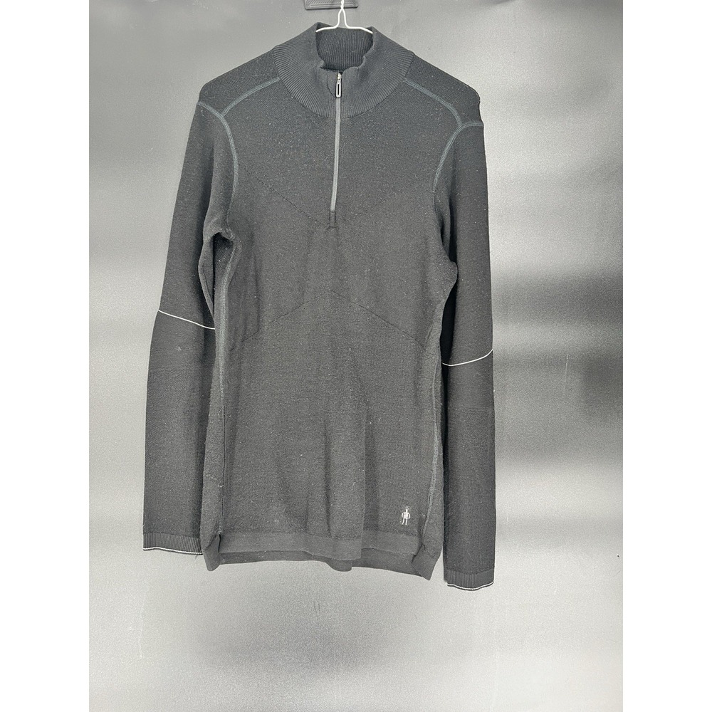 SmartWool Intraknit Merino 250 1/4 Zip Base Layer Top Black Size Medium